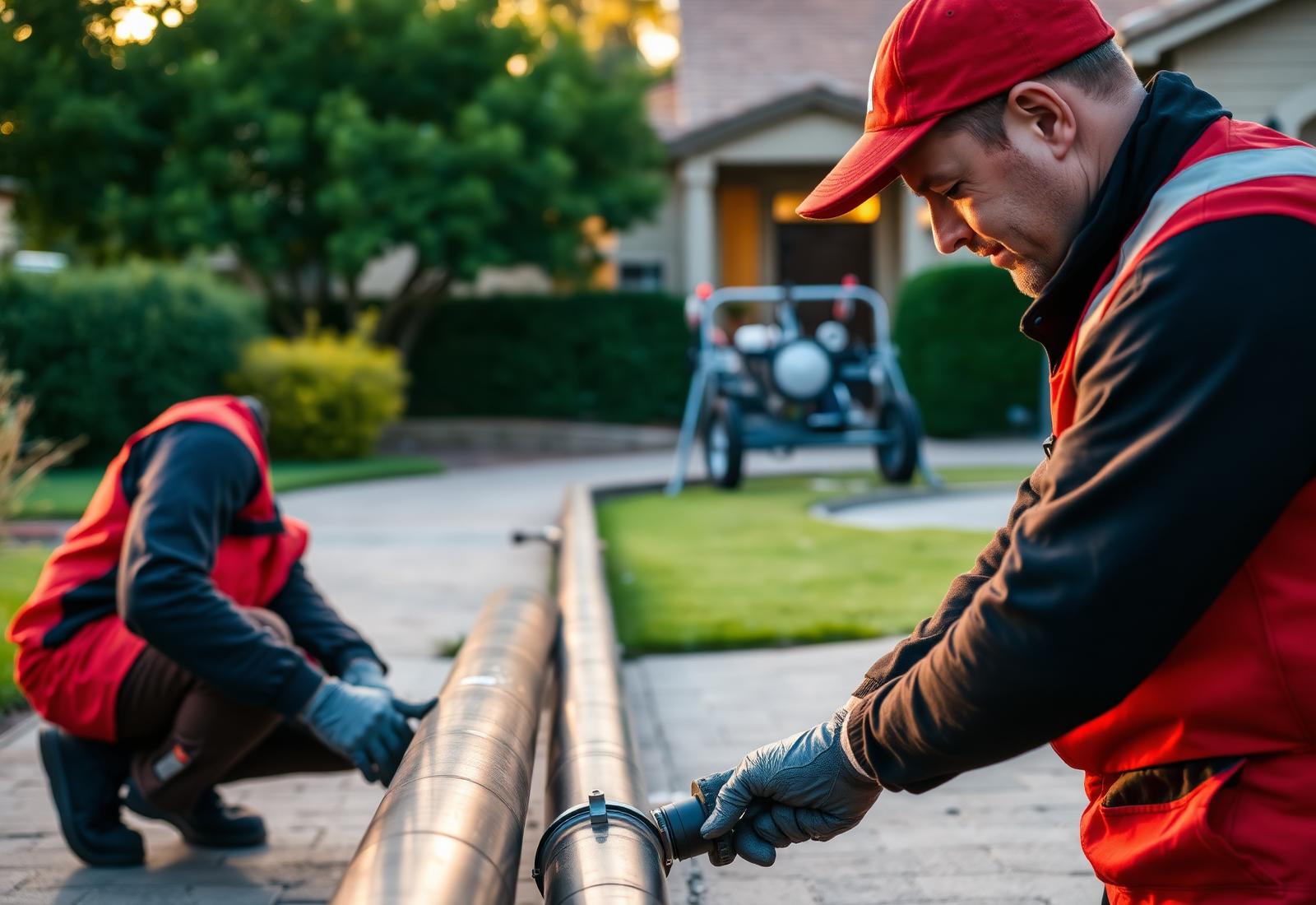 1 Day New Sewer technicians performing trenchless sewer repair at a San Gabriel Valley home